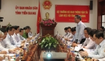 Bộ trưởng bộ GTVT Trương Quang Nghĩa phát biểu tại buổi làm việc với lãnh đạo tỉnh.