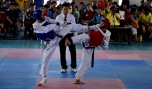 Trận đấu nội dung đối kháng môn Teakwondo.