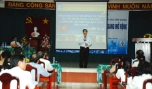 Bác sĩ CK II Trần Thanh Thảo, Giám đốc Sở Y tế Tiền Giang giới thiệu mô hình “Can thiệp y tế nâng cao chất lượng dân số trên địa bàn tỉnh Tiền Giang”.