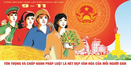 Mẫu áp phích về Ngày Pháp luật Việt Nam. Ảnh: moj.gov.vn