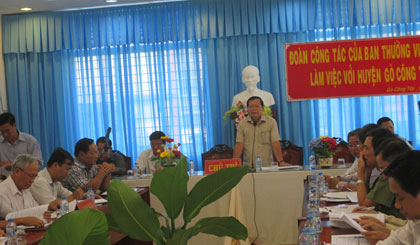 Ông Nguyễn Văn Khang - Phó Bí thư Tỉnh ủy, Chủ tịch UBND tỉnh phát biểu tại buổi làm việc.