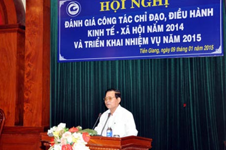 Nguyễn Văn Khang, Chủ tịch UBND tỉnh phát biểu tại hội nghị.