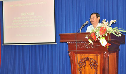  Đồng chí Trương Minh Nhựt - Vụ trưởng, Thành viên Bộ phận giúp việc Chỉ thị 03 của Ban Bí thư phát biểu 