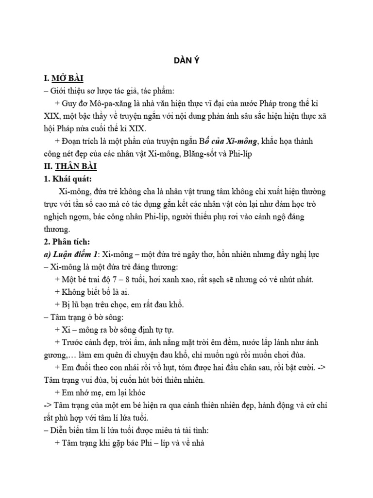 Phân Tích Bố Của Xi-mông: Dàn Ý & Cảm Nhận Chi Tiết