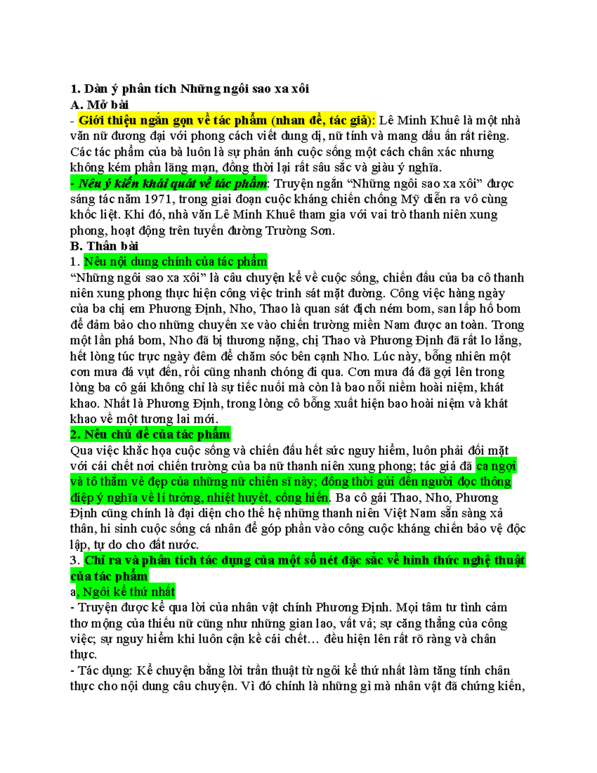 Phân Tích Những Ngôi Sao Xa Xôi: Dàn Ý & Cảm Nhận Chi Tiết