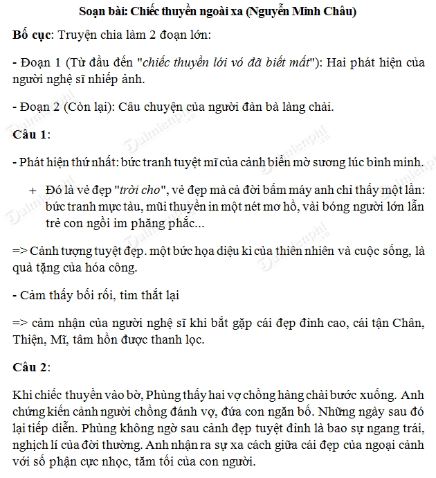 soạn bài Chiếc thuyền ngoài xa