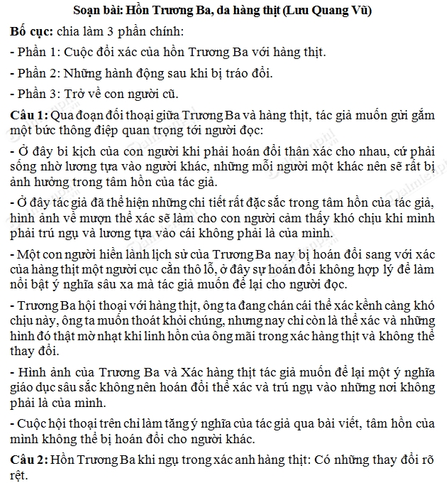 Soạn Bài Hồn Trương Ba Da Hàng Thịt Ngắn Gọn, Đầy Đủ Nhất Soạn Bài Hồn Trương Ba Da Hàng Thịt Ngắn Gọn, Đầy Đủ Nhất