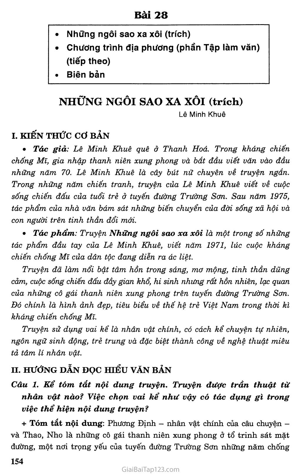 soạn bài Những ngôi sao xa xôi