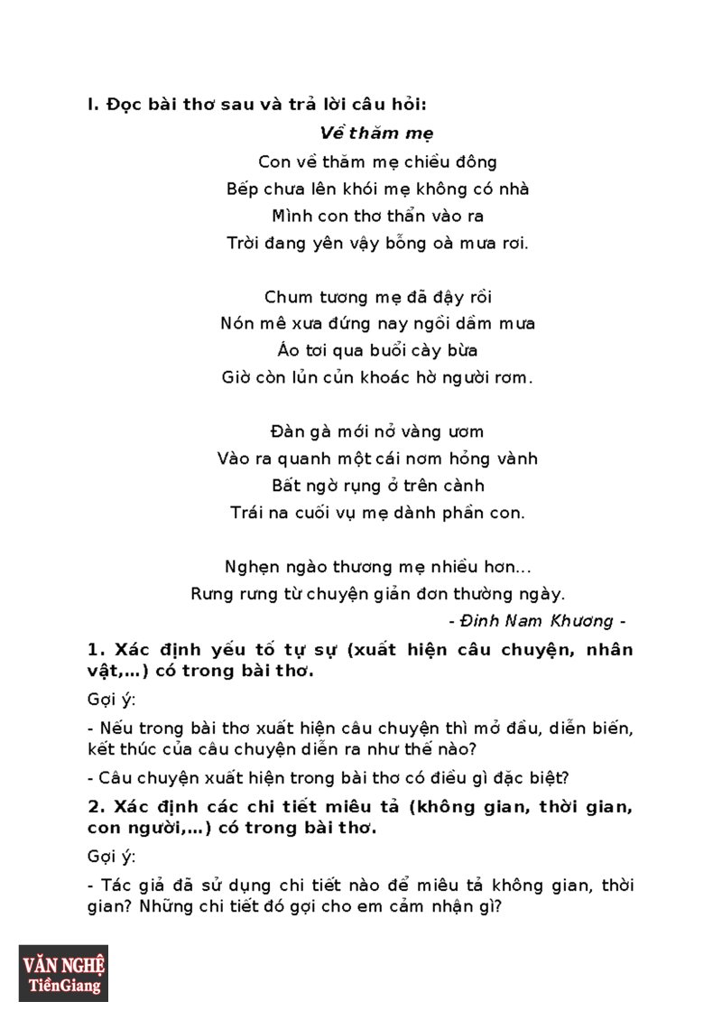 Phân tích Về thăm mẹ - Khung cảnh quê nhà bình dị mà chan chứa hơi ấm Phân tích Về thăm mẹ - Khung cảnh quê nhà bình dị mà chan chứa hơi ấm