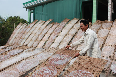 Làng nghề bánh tráng Hậu Thành, Cái Bè tăng sản lượng để đáp ứng nhu cầu ngày tết.
