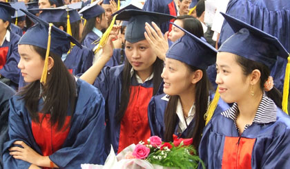 Sinh viên Trường Đại học Tiền Giang trong lễ tốt nghiệp ra trường. Ảnh: N.C